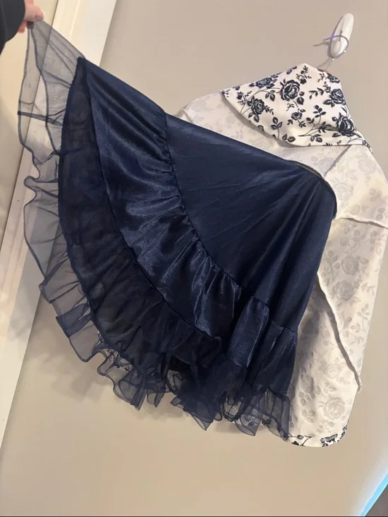 Nautica Navy and White Floral Fit-and-Flare Dress with Navy Bolero - Picture 5 of 6